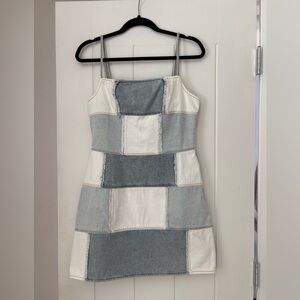 Blue Blush Patchwork Mini Dress